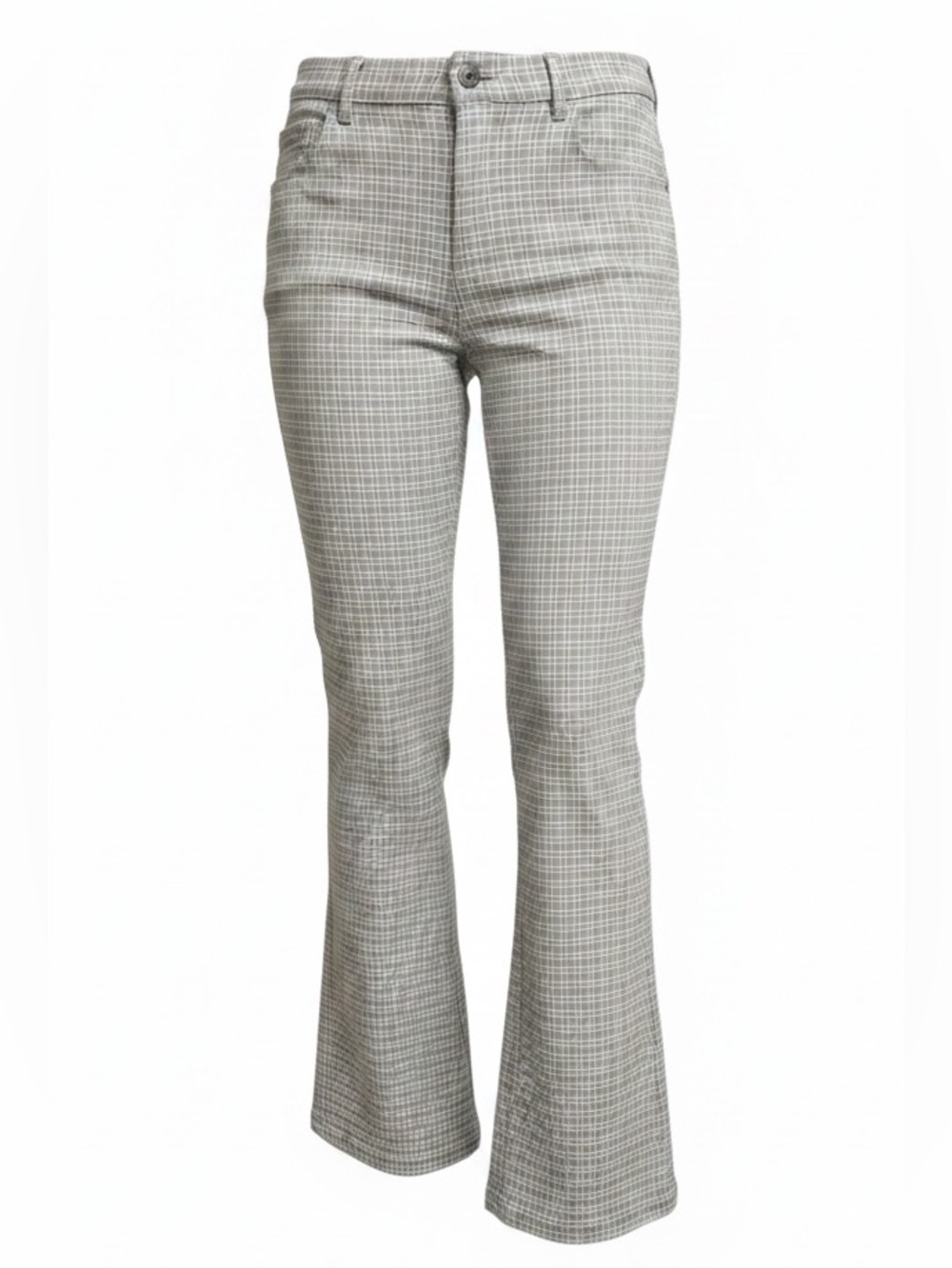 Y2K HOLLISTER Light Green Plaid High-Waist Flare Leg Bell Bottom Pants Jeans